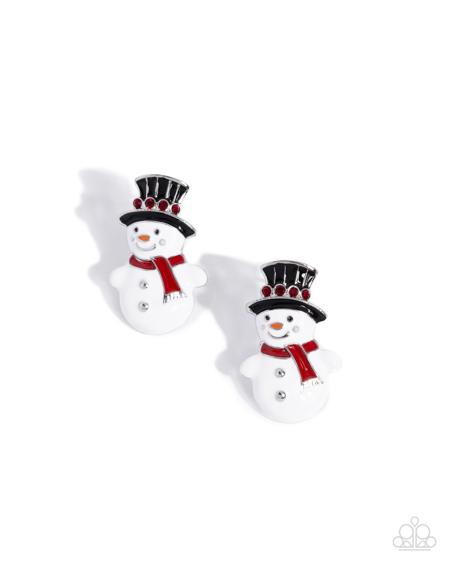 Frosty Flair - Multi Enamel Snowman Silver Post Earrings - Paparazzi Accessories