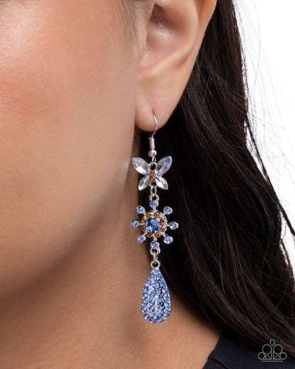 Butterfly Blend - Blue Rhinestone Butterfly Earrings - Paparazzi Accessories