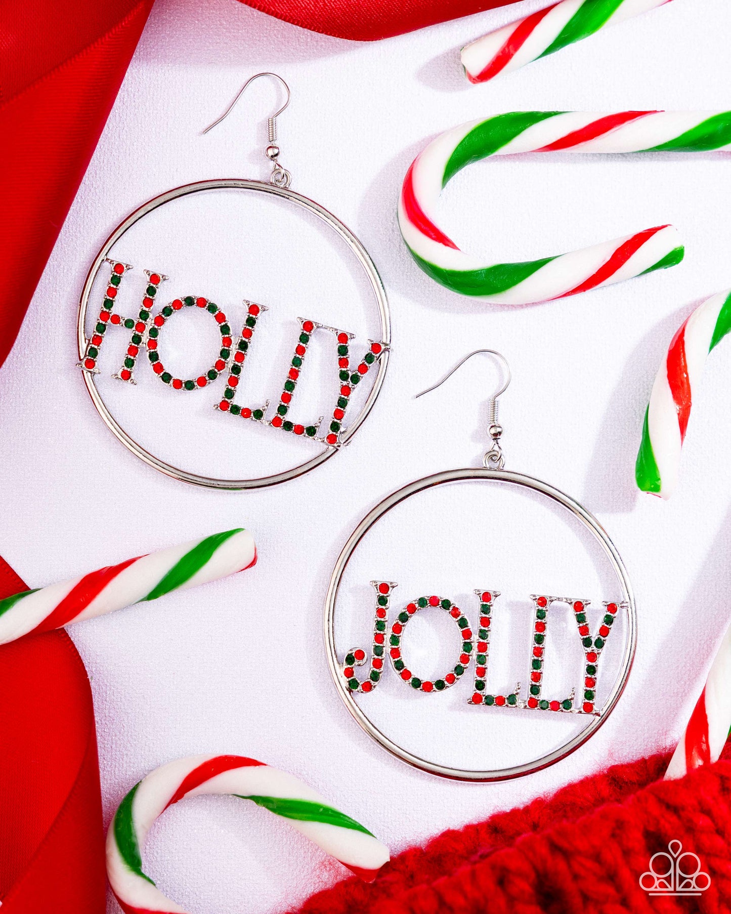 Holly Jolly - Multi - Red & Green Rhinestone Silver Fishhook Earrings - Paparazzi Accessories