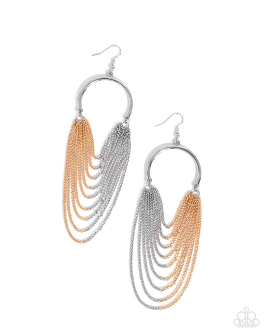 Focused Fringe - Silver and Gold Mixed Metal Chain Earrings - Paparazzi Accessories