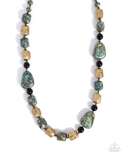 Passionate Patina - Brass and Black Beaded Necklace - Paparazzi Accessories