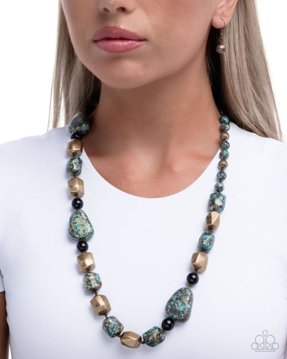 Passionate Patina - Brass and Black Beaded Necklace - Paparazzi Accessories