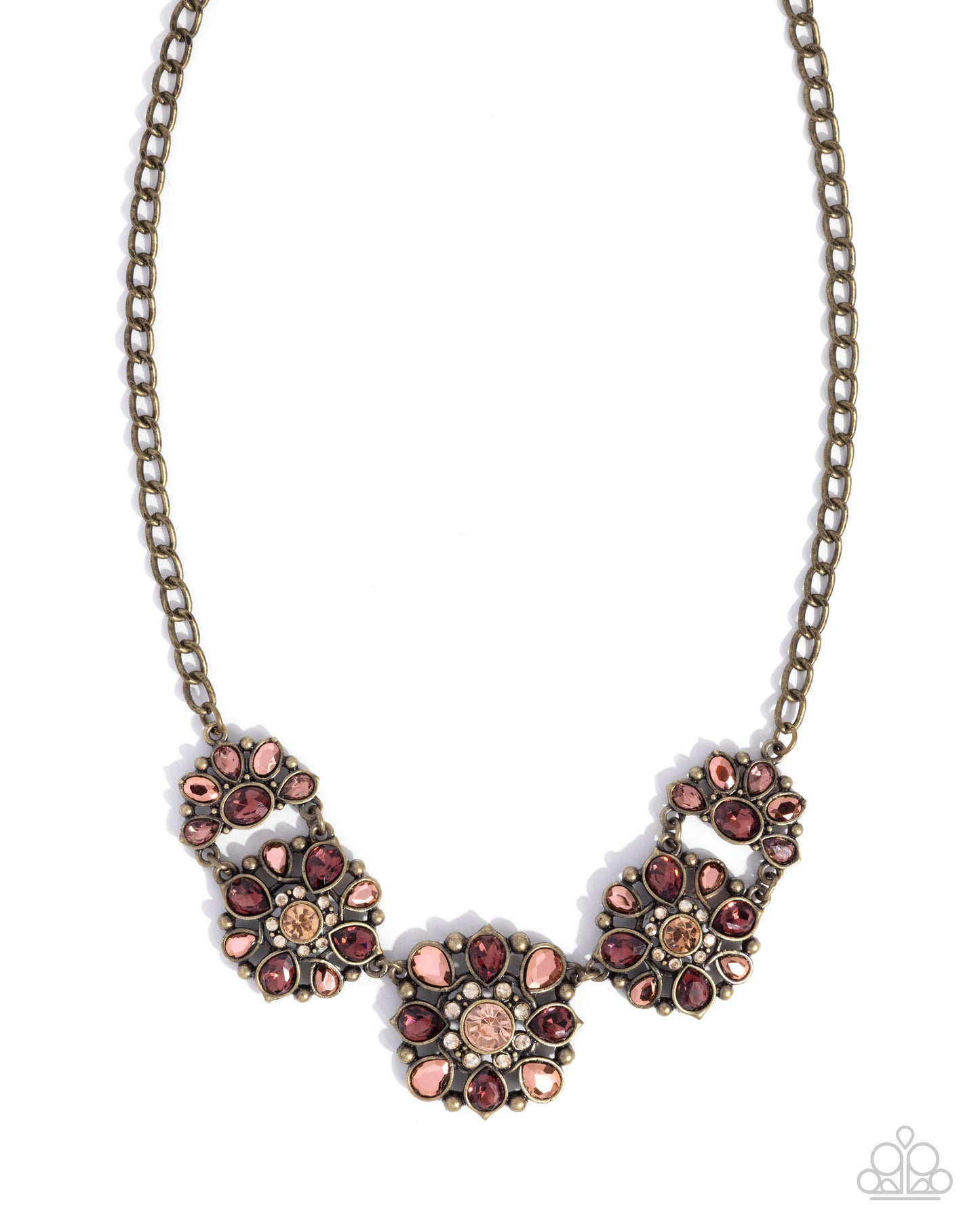 Woodland Waltz - Brass, Peach & Purple Gems Necklace - Paparazzi Accessories