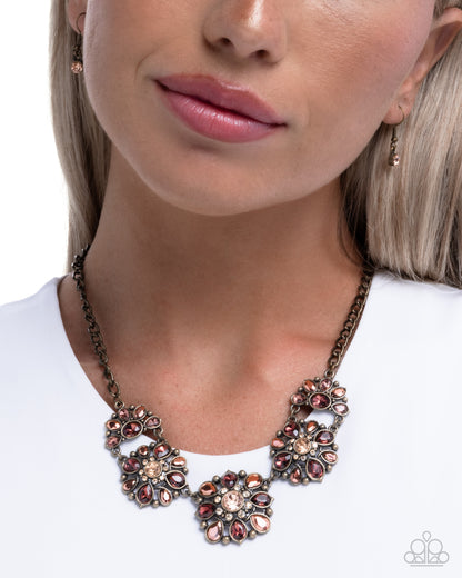 Woodland Waltz - Brass, Peach & Purple Gems Necklace - Paparazzi Accessories