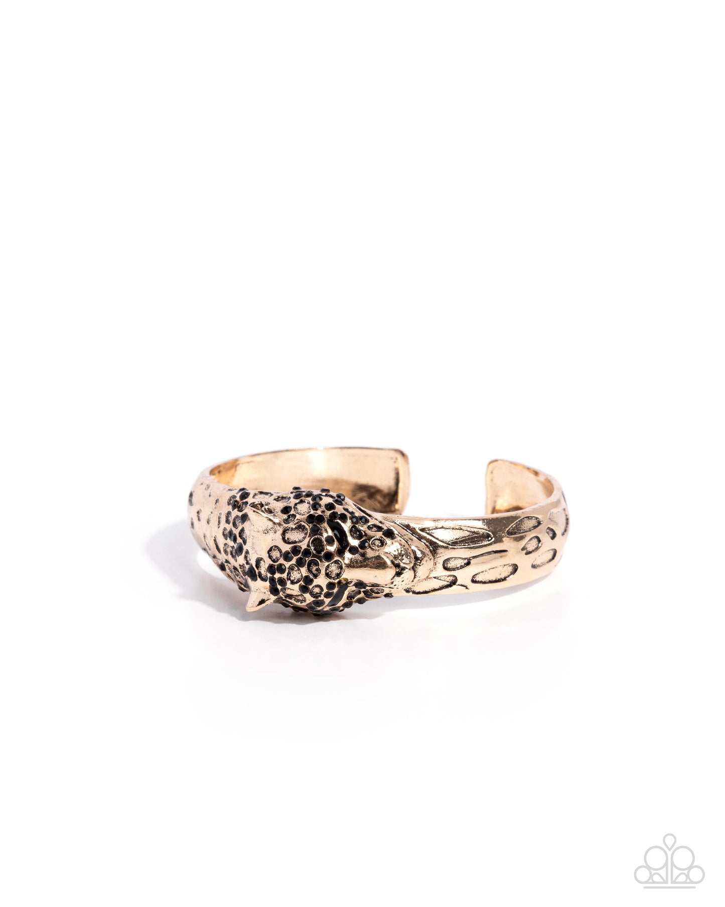 Cheetah Chapter - Gold & Black Enamel Cuff Bracelet - Paparazzi Accessories