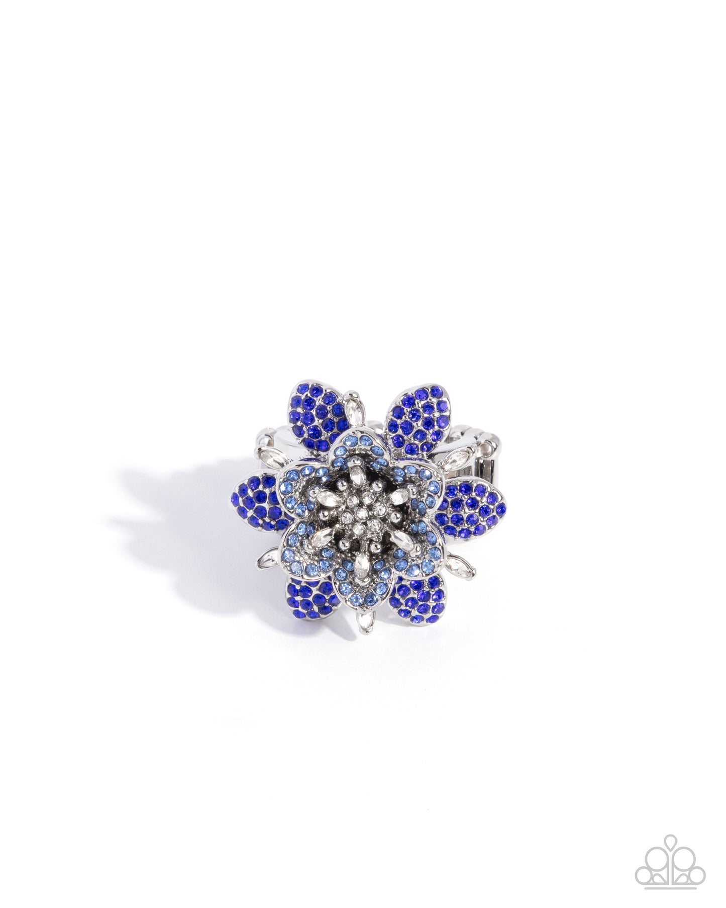 Petaled Premonition - Blue Rhinestone Ring - Paparazzi Accessories