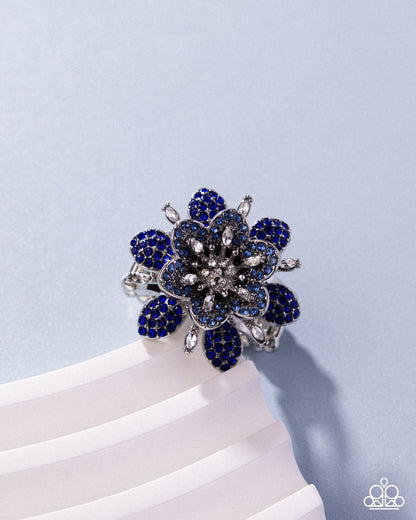 Petaled Premonition - Blue Rhinestone Ring - Paparazzi Accessories