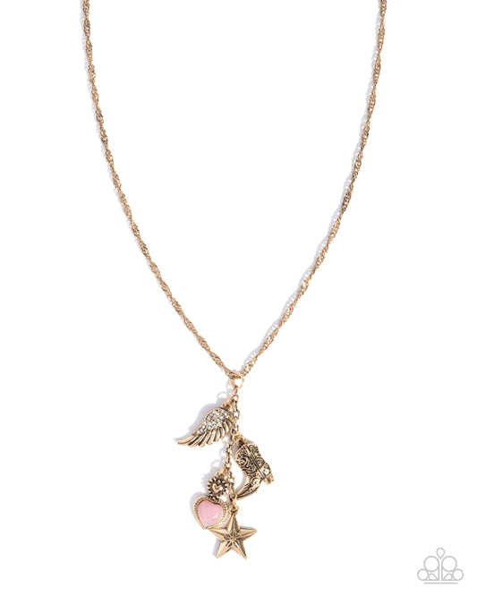 Darling Do-Si-Do - Pink Charm, Gold Necklace - Paparazzi Accessories