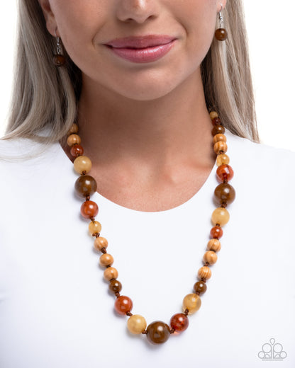 Rustic Republic - Multi Acrylic & Wooden Beads Necklace - Paparazzi Accessories
