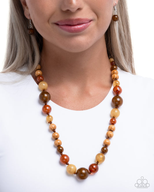 Rustic Republic - Multi Acrylic & Wooden Beads Necklace - Paparazzi Accessories