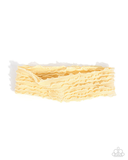 Textured Tutor - Yellow Fabric Headband - Paparazzi Accessories
