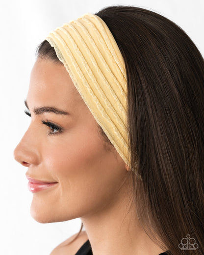 Textured Tutor - Yellow Fabric Headband - Paparazzi Accessories