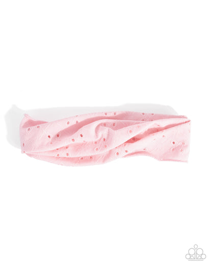 Eyelet Elegance - Pink Fabric Headband - Paparazzi Accessories