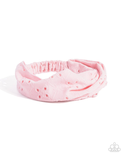 Eyelet Elegance - Pink Fabric Headband - Paparazzi Accessories