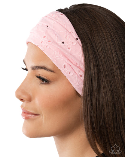 Eyelet Elegance - Pink Fabric Headband - Paparazzi Accessories
