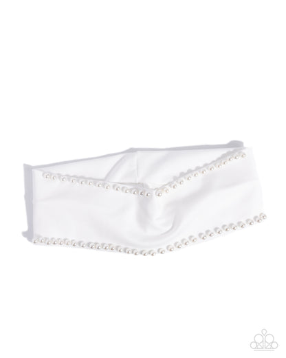Pearl Prelude - White Pearl Fabric Headband - Paparazzi Accesories
