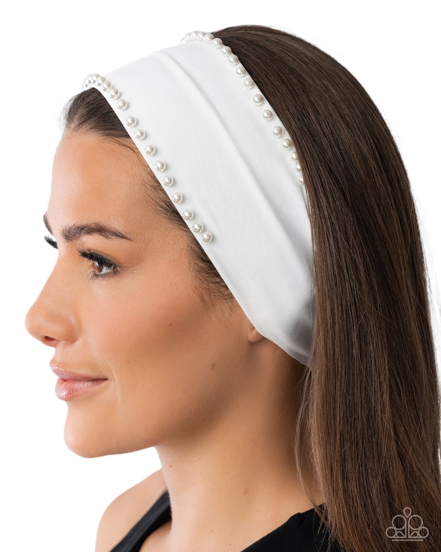 Pearl Prelude - White Pearl Fabric Headband - Paparazzi Accesories