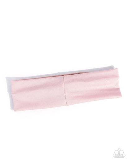 Pearl Prelude - Pink Fabric White Pearls Headband - Paparazzi Accessories