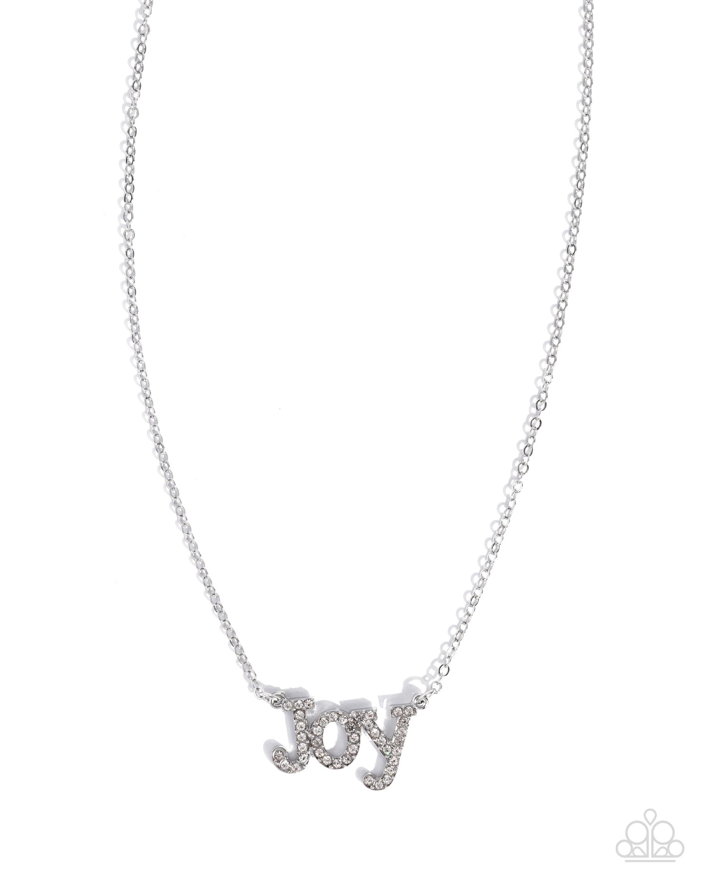 How Great Our Joy - White Rhinestone Silver Necklace - Paparazzi Accessories