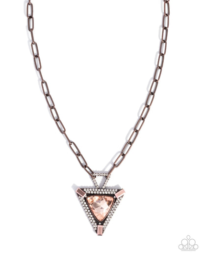 Triangular Trailblazer - Copper Gem Pandant Necklace - Paparazzi Accessories