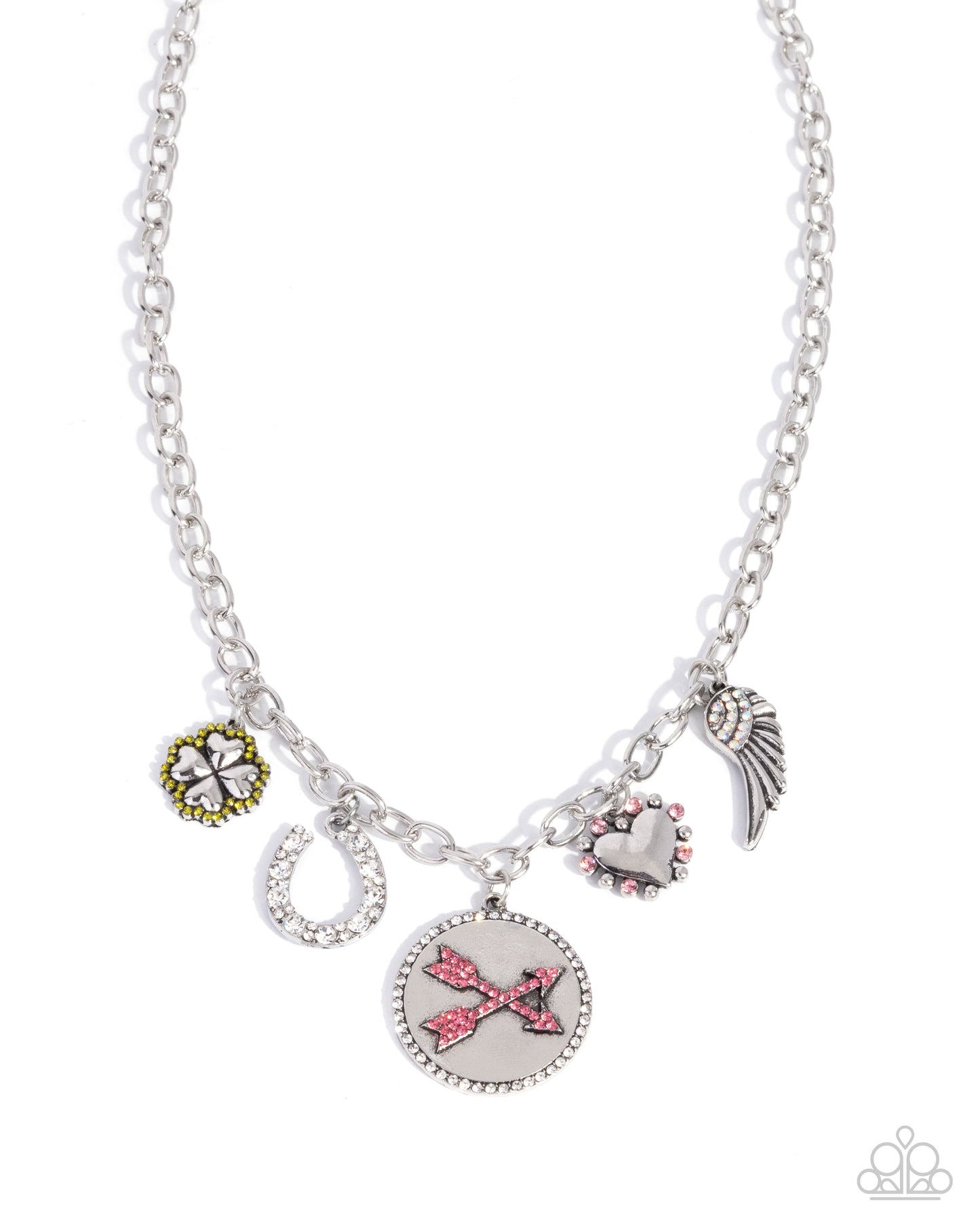 Eclectically Engaged - Pink Charm Necklace - Paparazzi Accessories