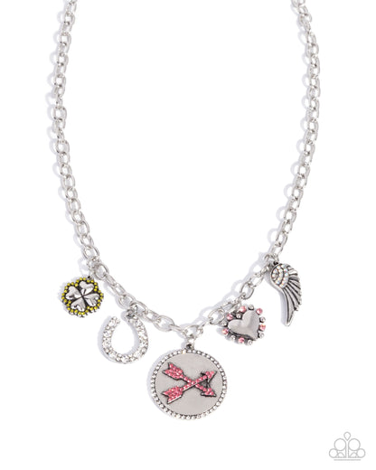 Eclectically Engaged - Pink Charm Necklace - Paparazzi Accessories