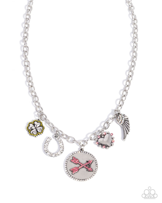 Eclectically Engaged - Pink Charm Necklace - Paparazzi Accessories
