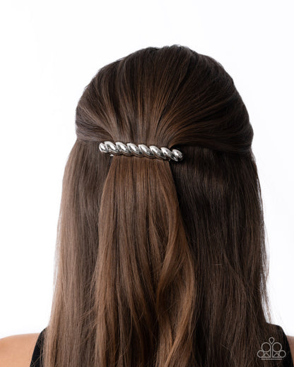 Twisted Trade - Silver Hair Clip - Paparazzi Accessories