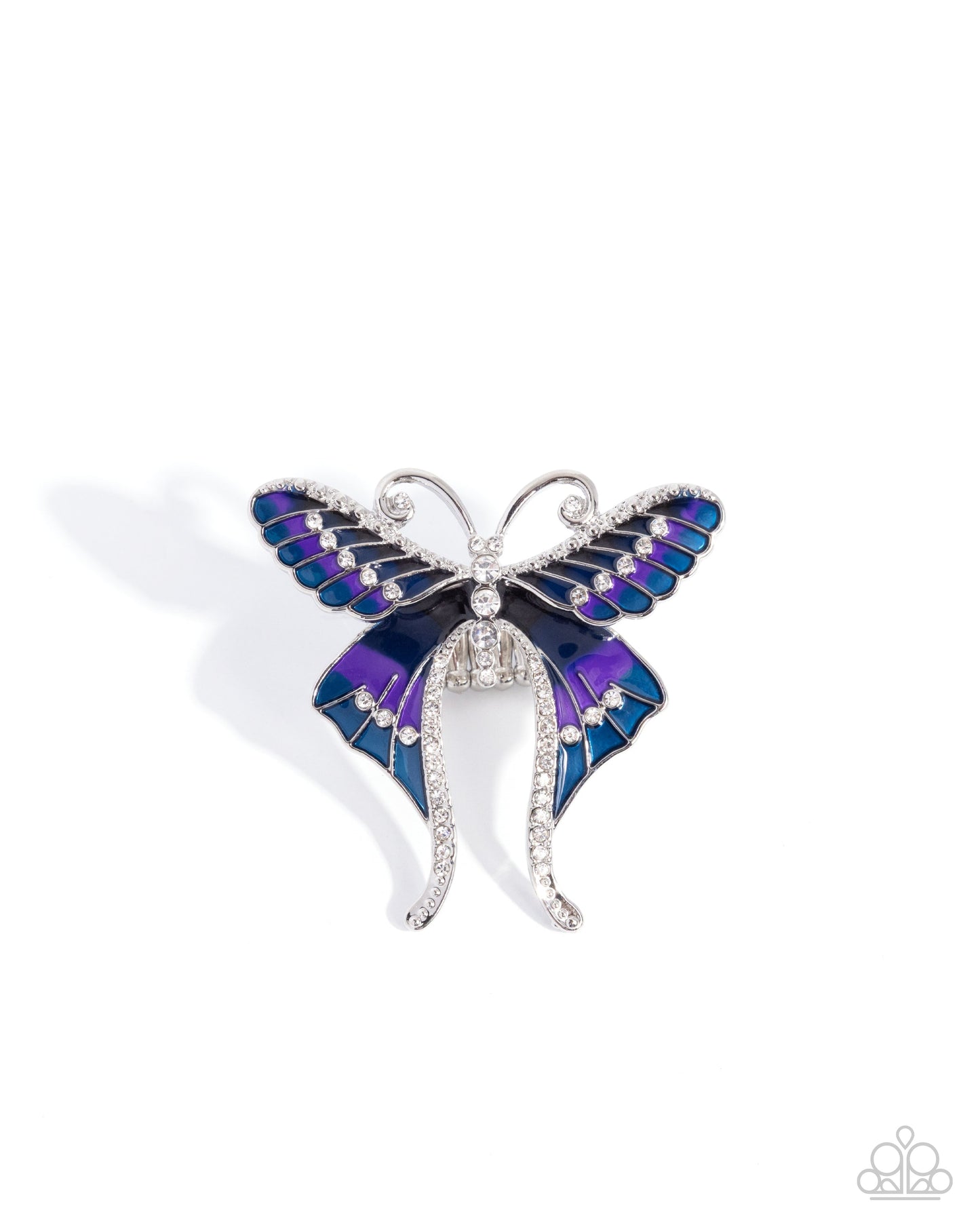 Butterfly Battalion - Blue Enamel Silver Butterfly Ring - Paparazzi Accessories