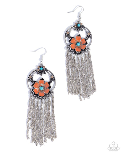 Festive Fringe - Orange Earrings - Paparazzi Accessories
