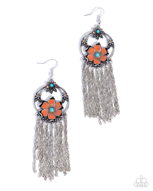 Festive Fringe - Orange Earrings - Paparazzi Accessories
