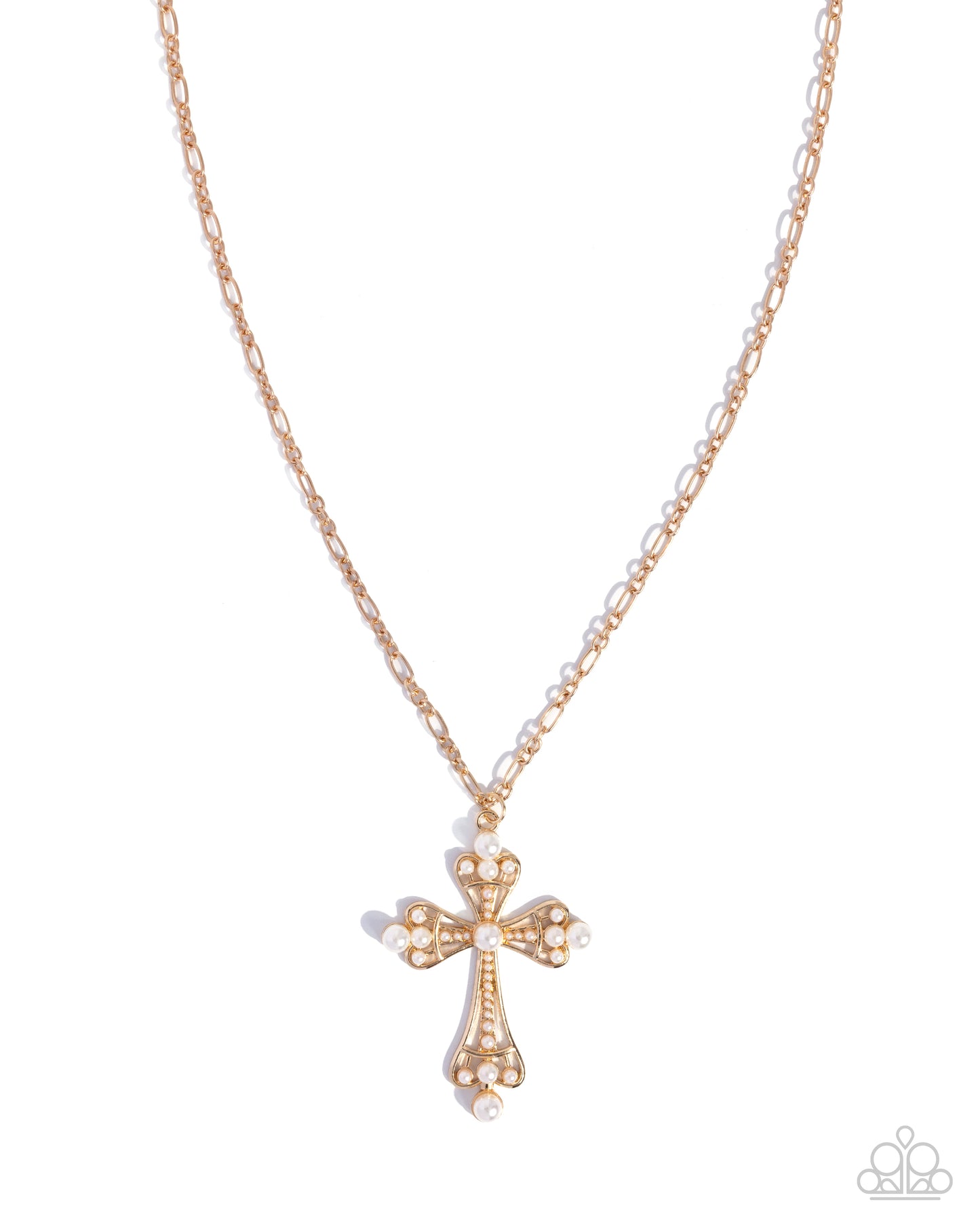 Heavenly Haul - Gold Cross Necklace - Paparazzi Accessories