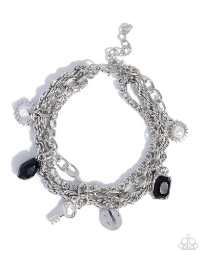 Keynote Speaker - Black, White and Silver Bracelets - Paparazzi Accessories