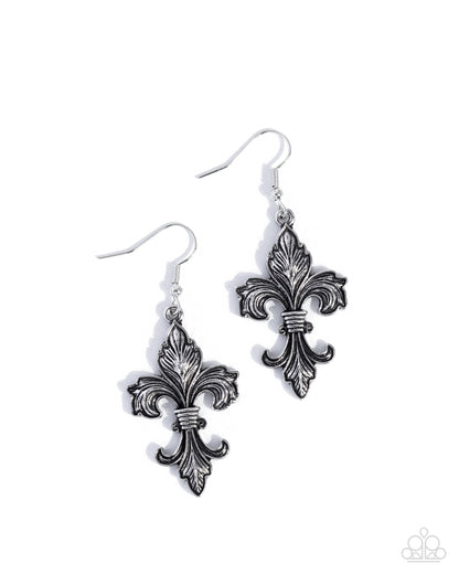 Fancy Fleur-De-Lis - Silver Fishhook Earrings - Paparazzi Accessories