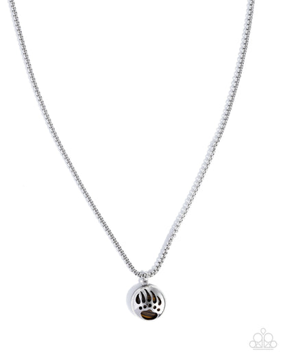Bear Claw Bravery - Brown Tiger's Eye Bear Claw Pendant, Silver Chain Necklace - Paparazzi Accessories