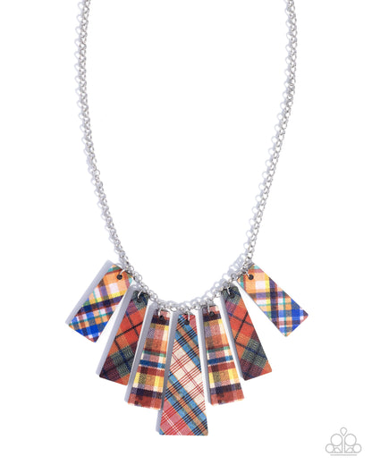 Pleasing Plaid - Red Plaid Necklace - Paparazzi Accessories