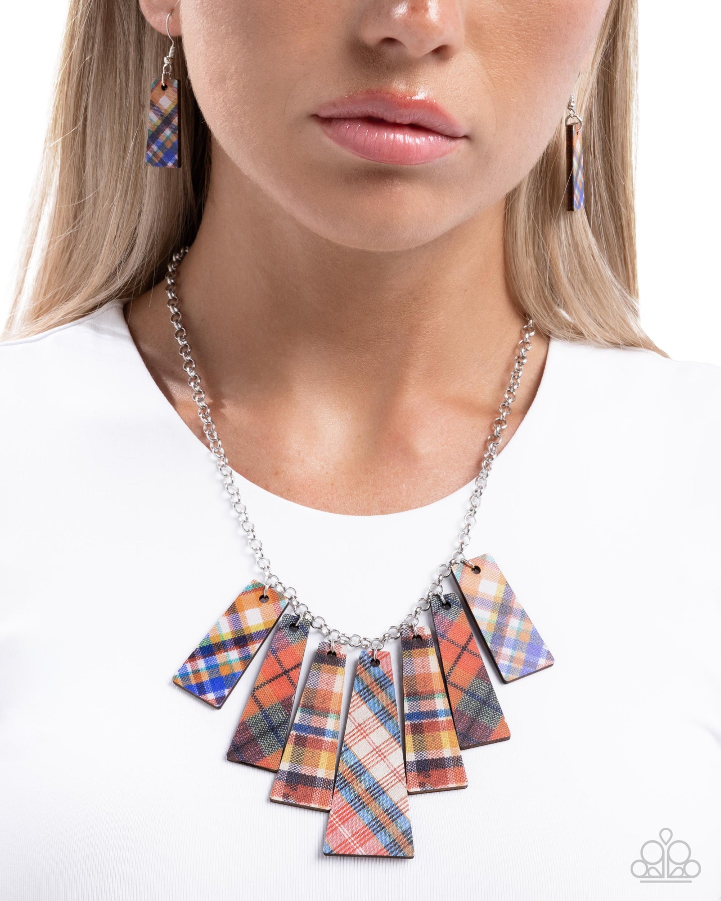 Pleasing Plaid - Red Plaid Necklace - Paparazzi Accessories