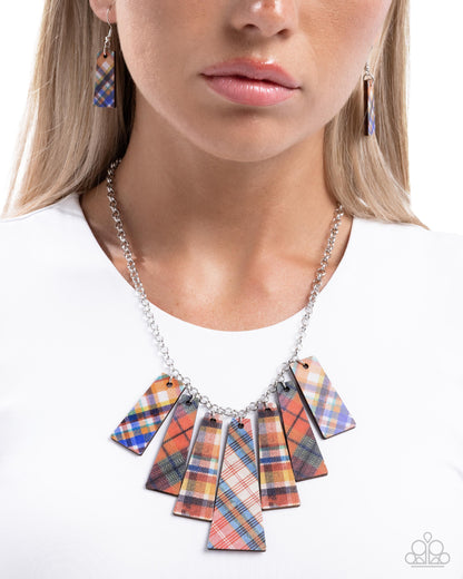 Pleasing Plaid - Red Plaid Necklace - Paparazzi Accessories
