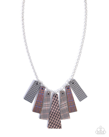 Pleasing Plaid - Brown Plaid Necklace - Paparazzi Accessories