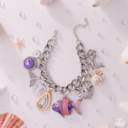 Fish Frenzy - Purple Charm Bracelet - Paparazzi Accessories