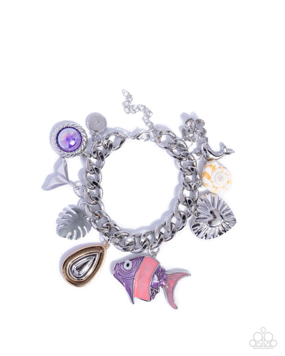 Fish Frenzy - Purple Charm Bracelet - Paparazzi Accessories