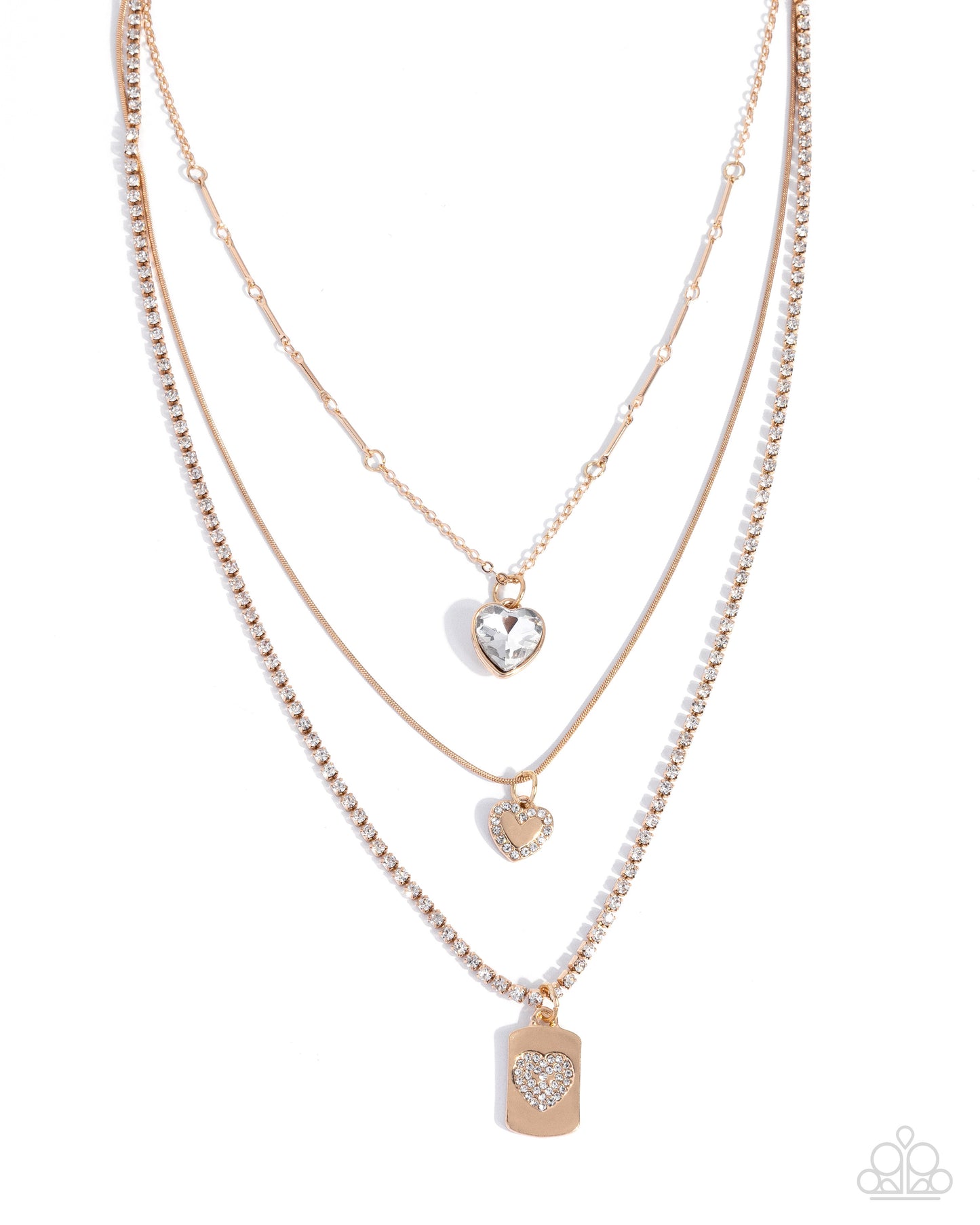 Romantic Rubato - Gold Layered White Rhinestone Necklace - Paparazzi Accessories