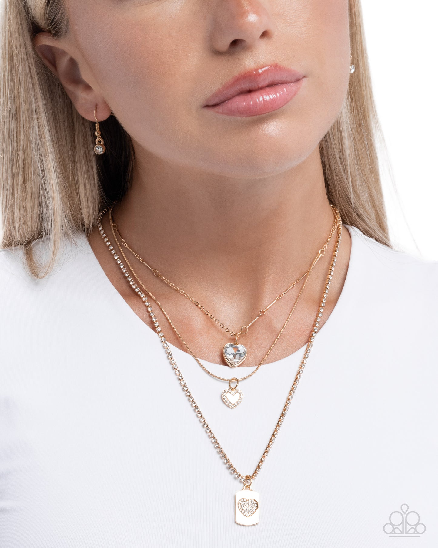 Romantic Rubato - Gold Layered White Rhinestone Necklace - Paparazzi Accessories