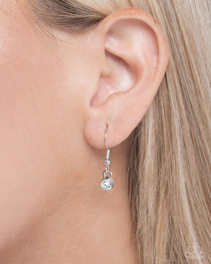 Tennis Champ - Green Tennis Ball, Silver and White Rhinestone Tennis Racket Necklace - Paparazzi Accessories