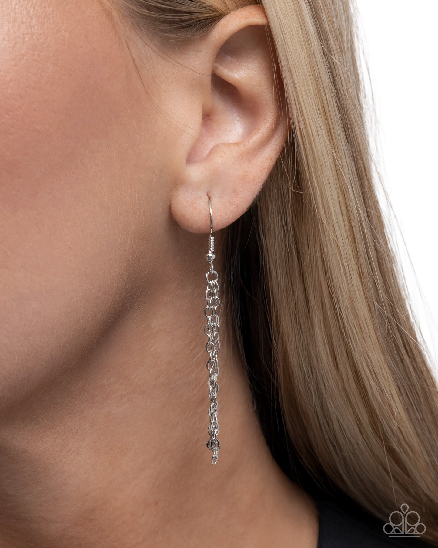 Eiffel Tower Eloquence - Silver White Rhinestone Necklace - Paparazzi Accessories