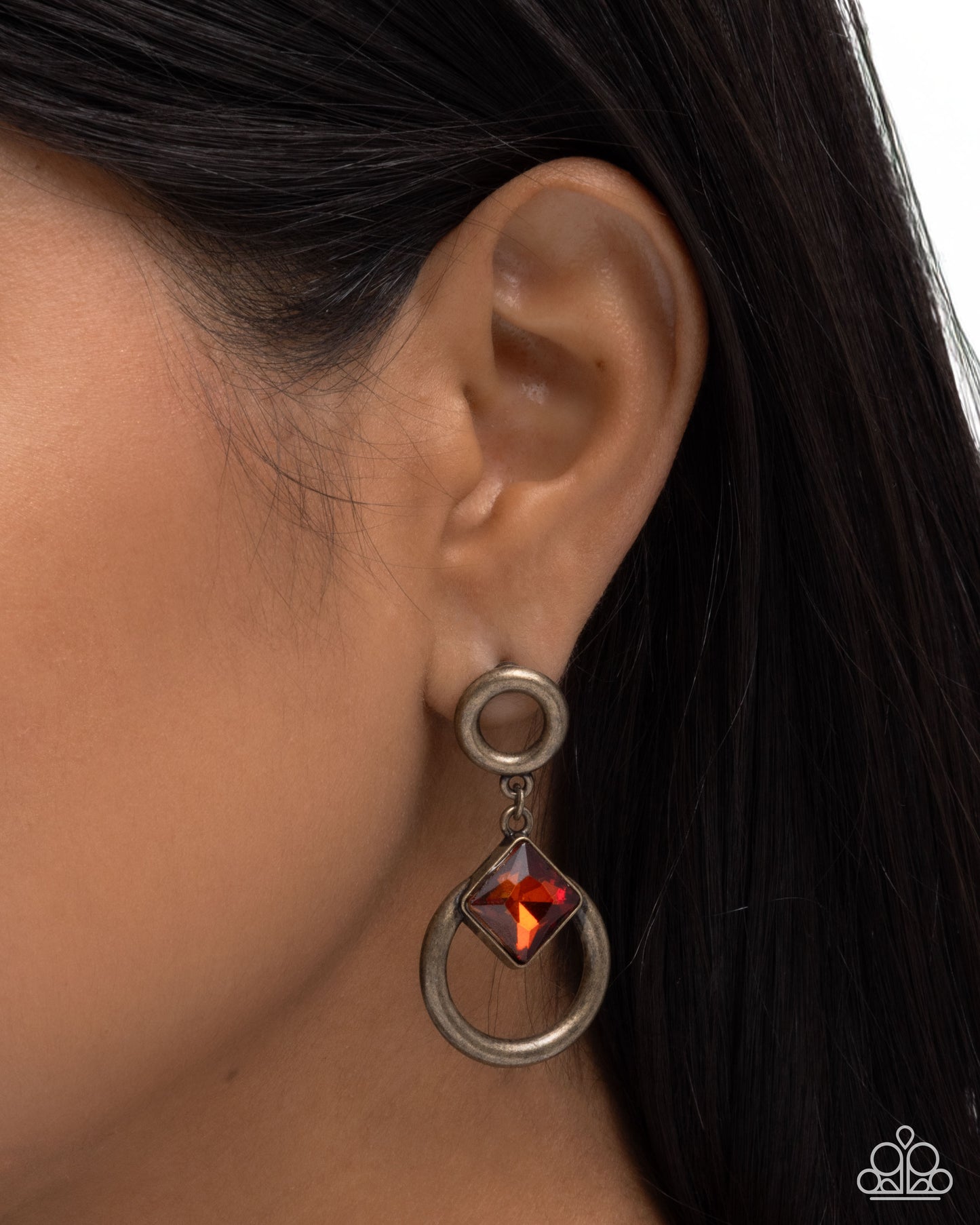 Indulgent Icon - Brass Topaz Gem Post Earrings - Paparazzi Accessories