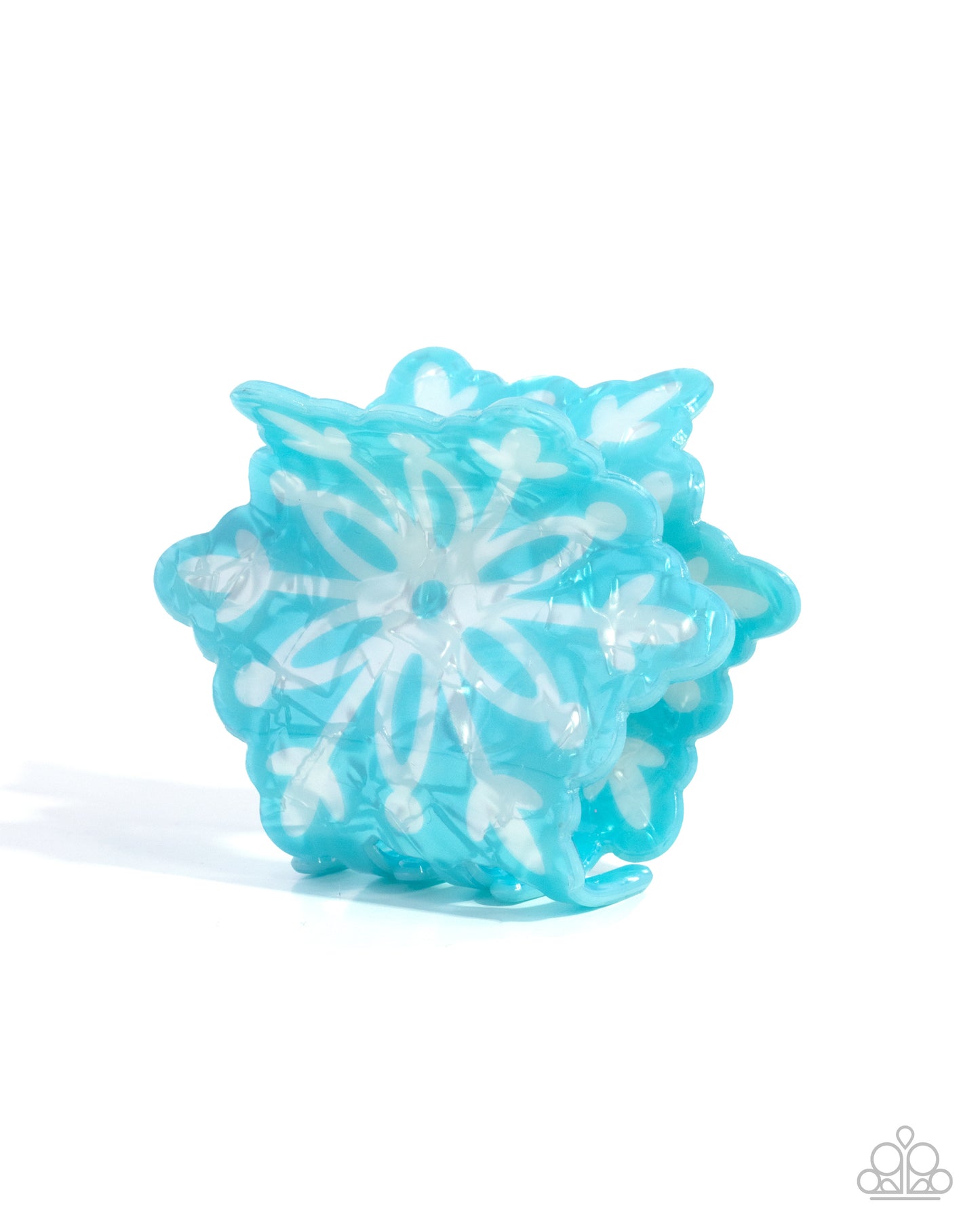 Snowflake Sparkle - Blue & White Acrylic Claw Clip - Paparazzi Accessories