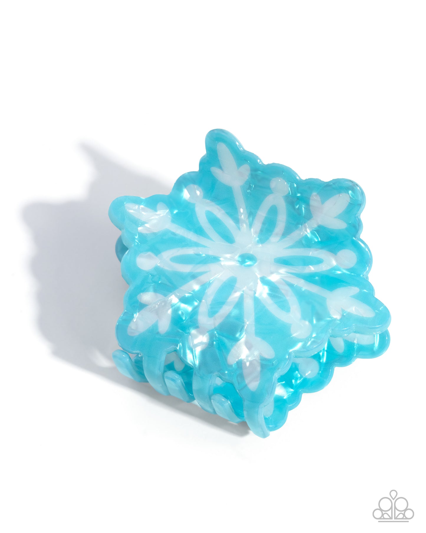 Snowflake Sparkle - Blue & White Acrylic Claw Clip - Paparazzi Accessories