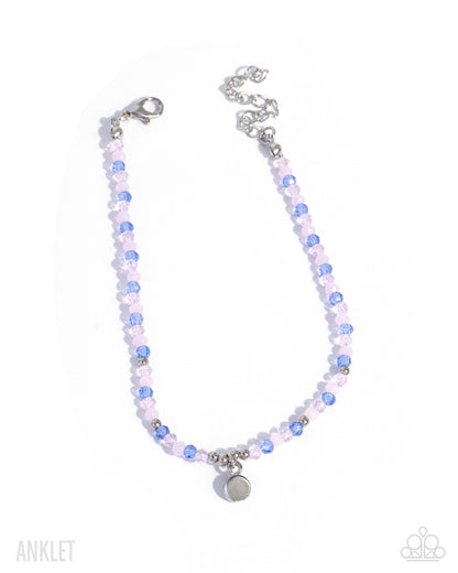 Colorfully Candid - Multi - Pink & Blue Beads Silver Clasp Anklet - Paparazzi Accessories