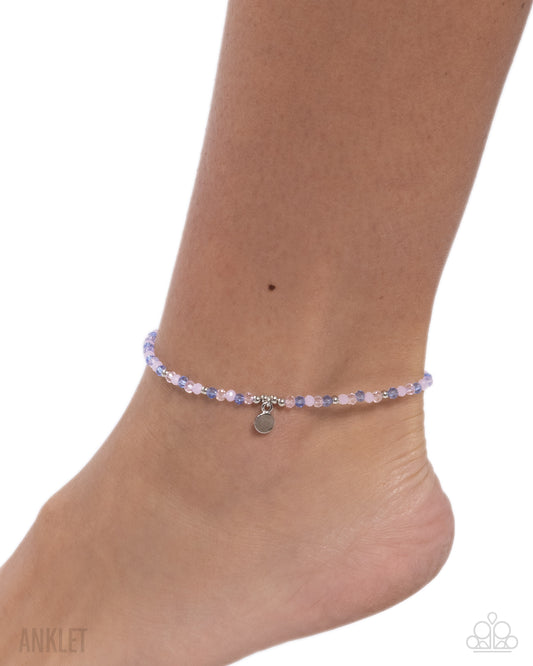 Colorfully Candid - Multi - Pink & Blue Beads Silver Clasp Anklet - Paparazzi Accessories